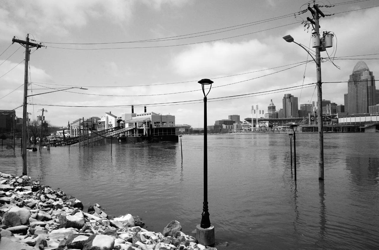 Flooding at BB Riverboats River's Edge event center.