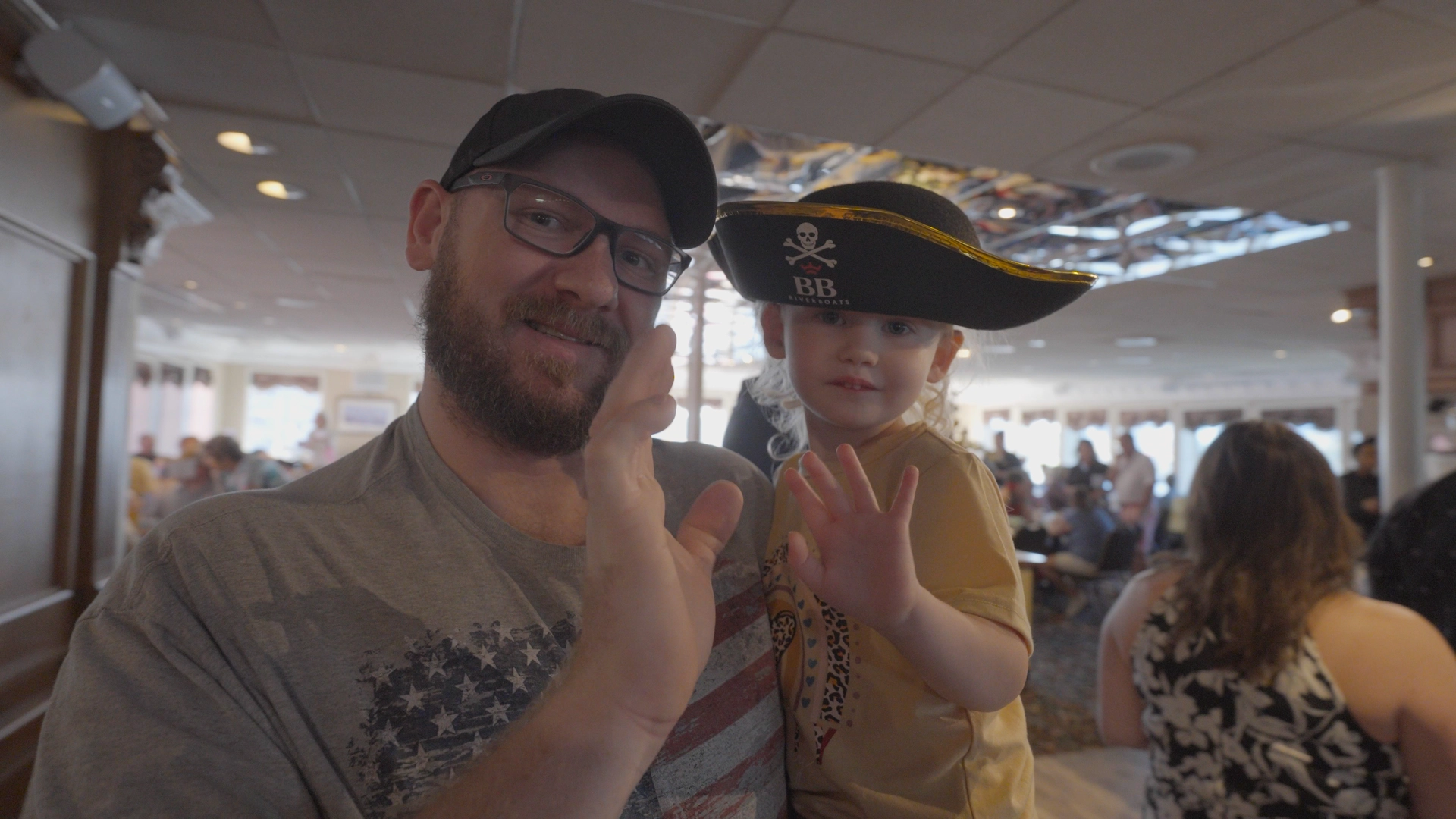 BB riverboats, father and child having fun on a kids cruise